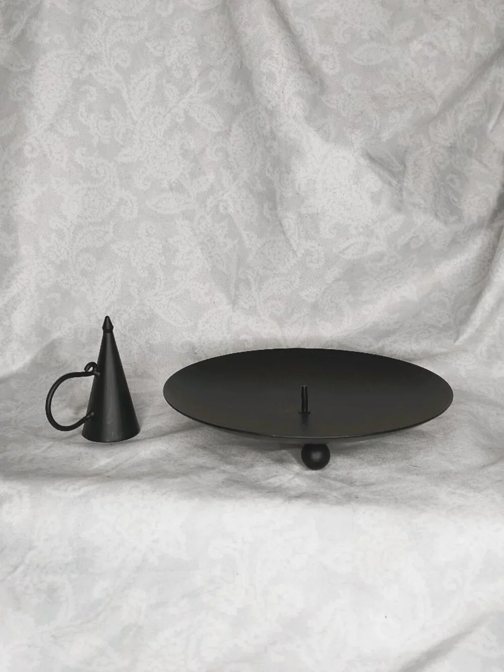 Minimalist matte black metal candle accessory lot of 6.5